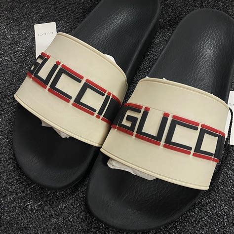 gucci logo stripe slides|gucci slider uomo.